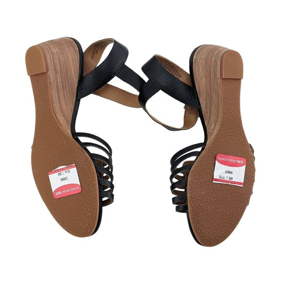 NEW Susina Terra Black Leather Slingback Wedge Sandals Size 7 - Picture 4 of 6